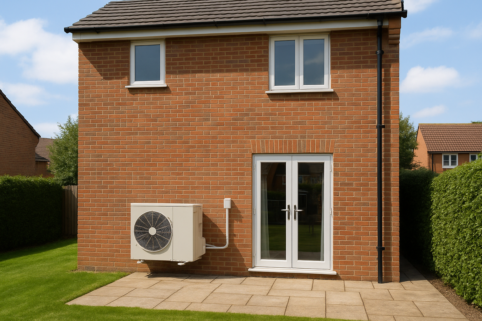 Residential AC unit installed at the back of a Reading property