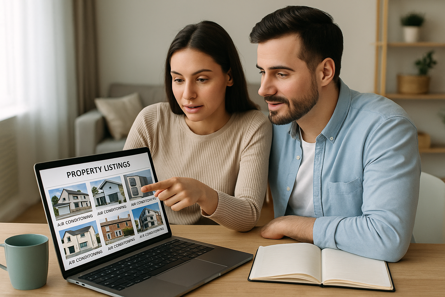 Homebuyers in Reading reviewing homes with air conditioning