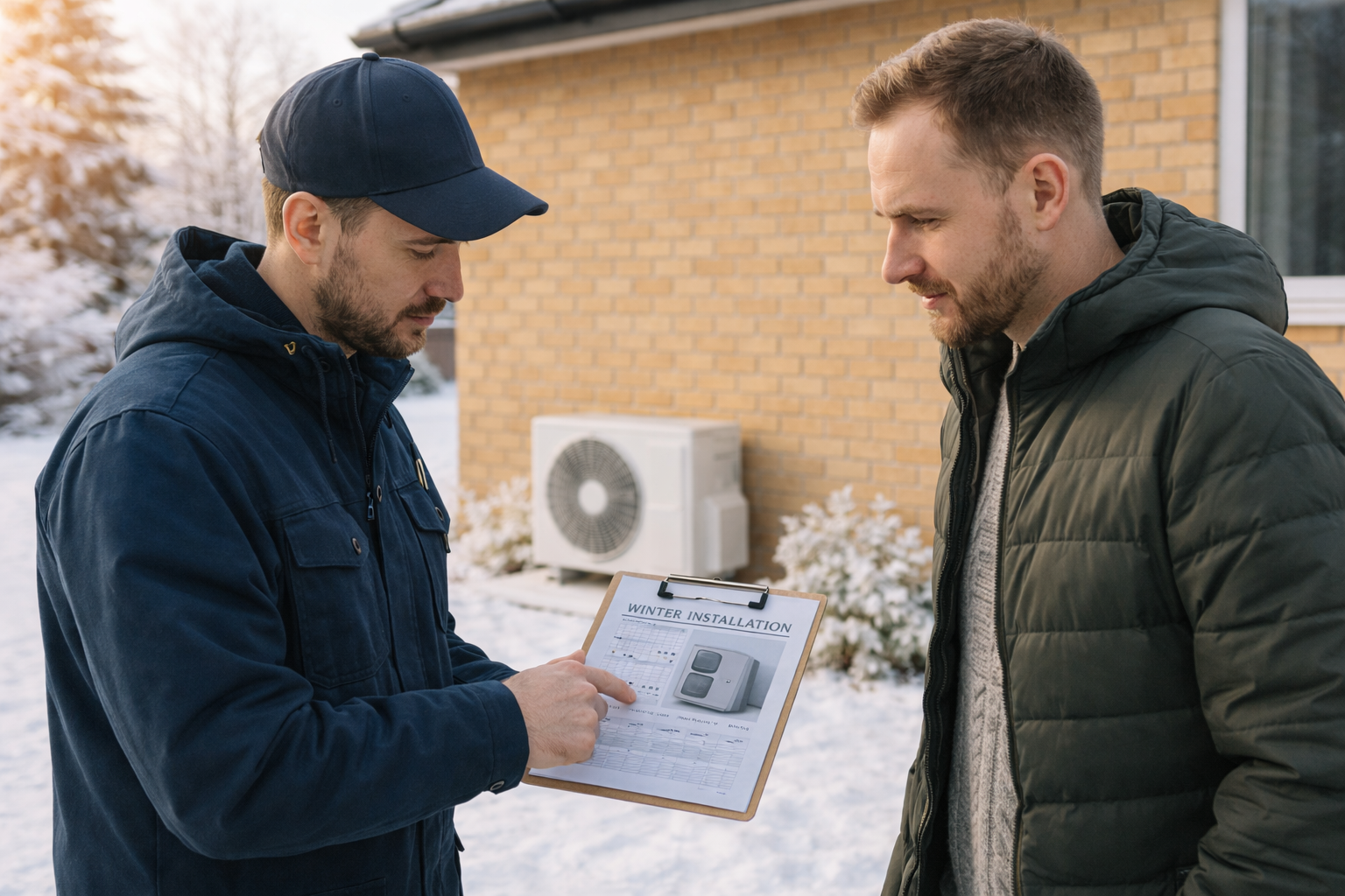 Aircopro technician planning winter air conditioning installation in Berkshire